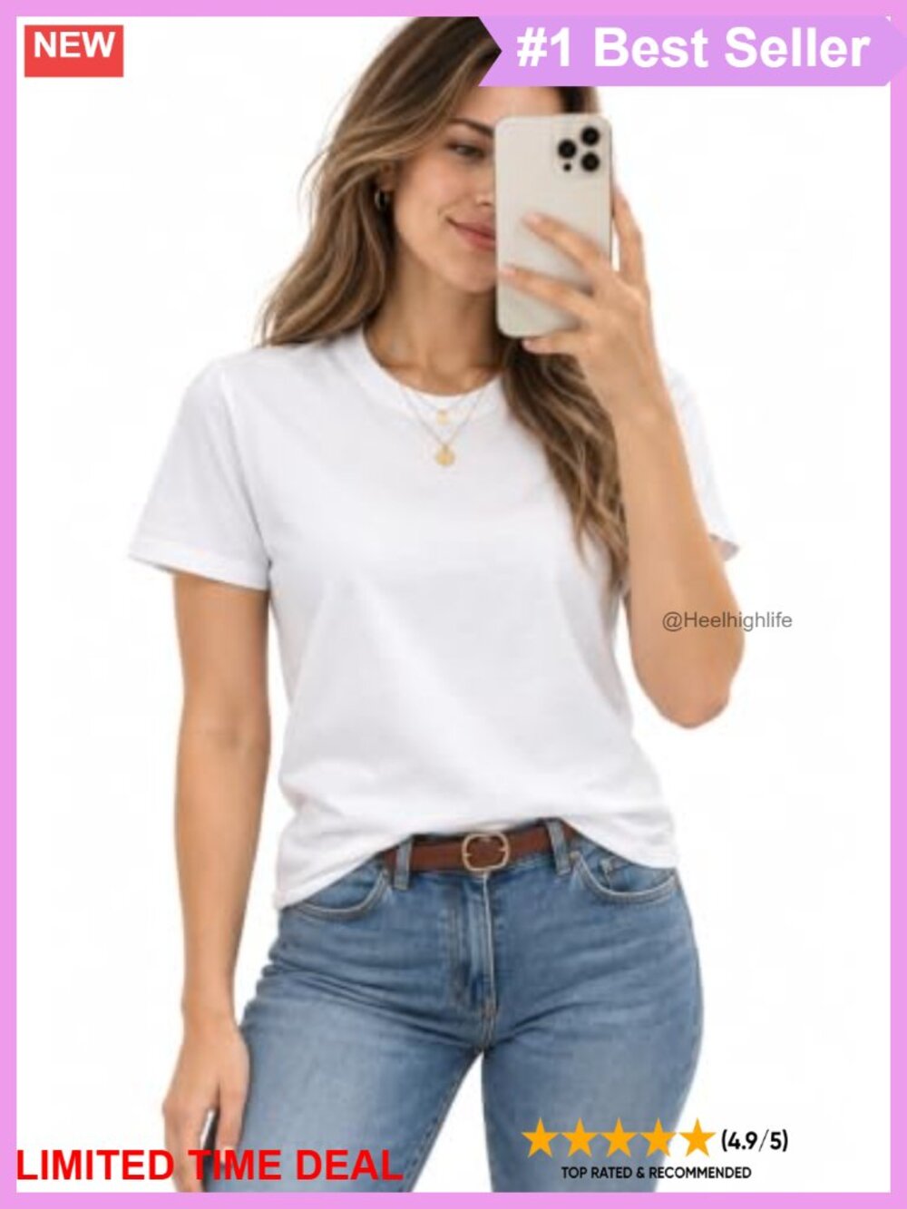 100% Cotton Crew Neck T-Shirt Regular Fit Short Sleeve Tee